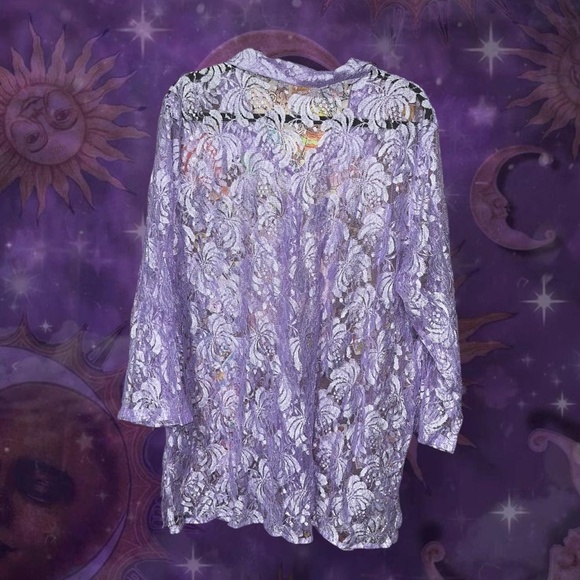 80s lavender lace button up blouse - Picture 4 of 5
